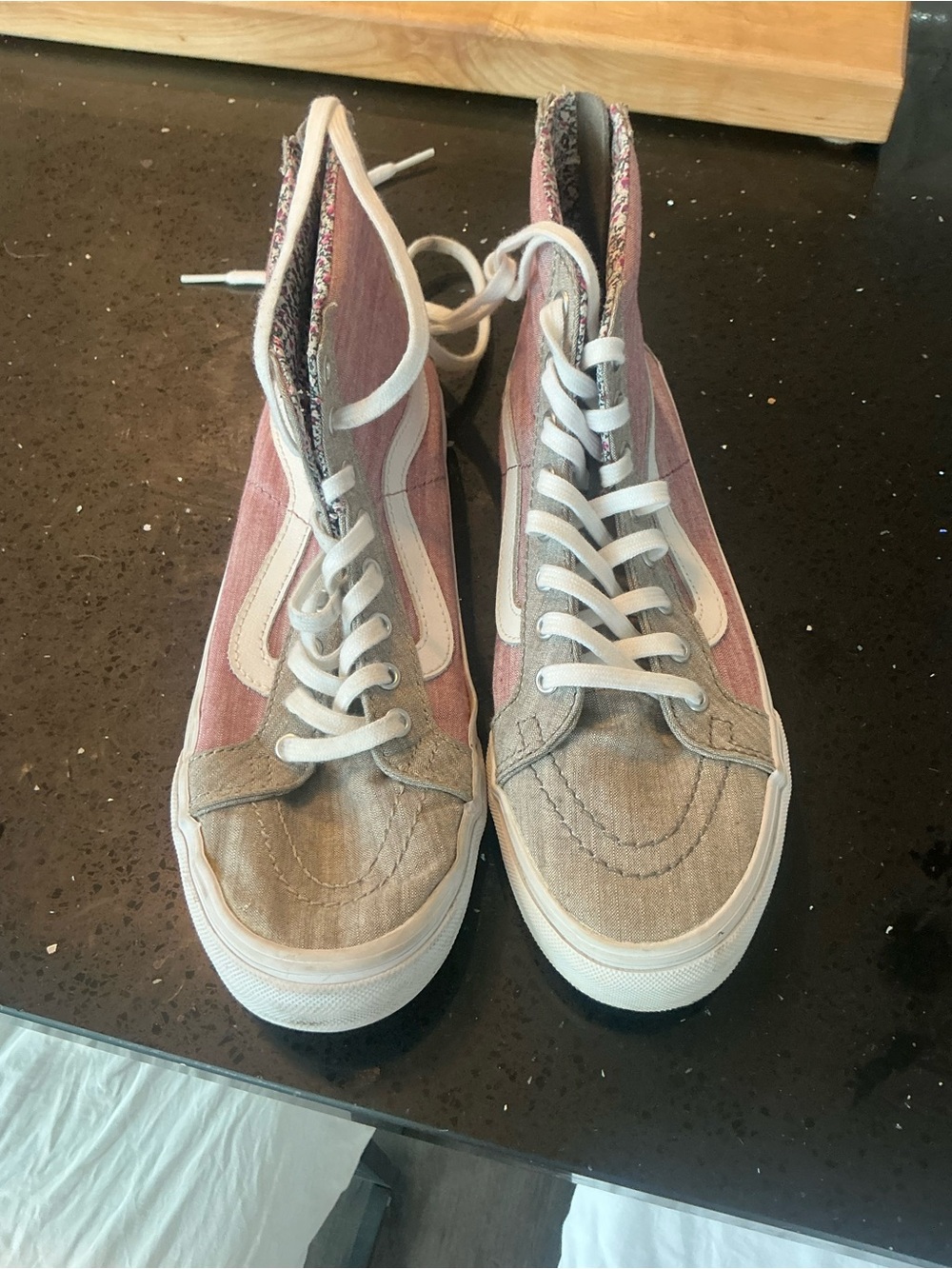Vans Pink and Gray Lace-Up High-Top Boots